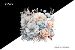 Blue and Rose gold FlowersPNG, Bouquet PNG Product Image 1