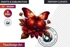 Autumn Butterfly and flower Clipart: Moody Floral PNG Product Image 1