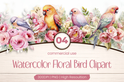 Floral Bird Clipart PNG Product Image 1