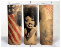 Retro American Girl Tumbler Sublimation Wrap Design 4th July Product Image 23