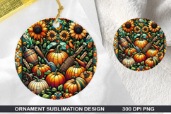 Pumpkin Stained Glass Ornament PNG, Digital Download File Product Image 1