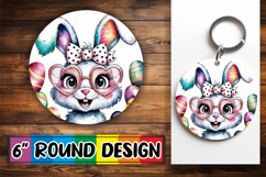 Timeless Round Coasters Design PNG, Easter Bunny Product Image 1
