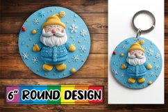 Sublimation Round Design 3D Christmas Santa Claus Keychain Product Image 1
