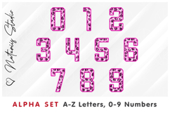 Pink Leopard Print Alpha Set. Letters Numbers Clipart. Product Image 3