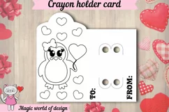 Valentine's Day penguin Crayon Holder Card svg, paper cut Product Image 2