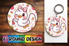 Whimsical Circle Car Coasters PNG, Cute Goose Product Image 1