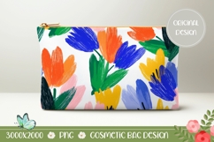 Tulips Cosmetic Bag PNG, Colorful Cosmetic Bag Sublimation Product Image 1