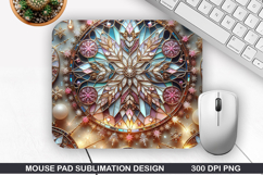 Snowflakes Mouse Pad Sublimation, Christmas Mouse Pad PNG Product Image 1