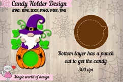 Gnome in a pumpkin candy dome svg, paper cut file Product Image 4