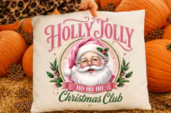 Holly Jolly Pink Santa Christmas Club Sublimation Files Product Image 3