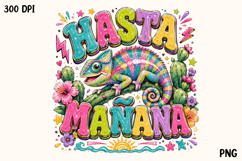 Hasta Mañana Colorful Chameleon Funny Summer PNG Product Image 1