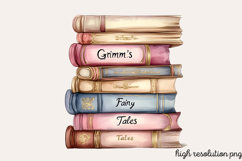 Pastel Cottage Shabby Chic Books Clipart Bundle PNG Product Image 10