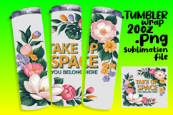 GRACEFUL 20oz Tumbler Wrap , Flower Quote Product Image 1