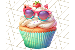 Bright Summer Cupcake PNG Clipart, Colorful Cupcakes Product Image 3