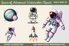 Space of Astronaut Watercolor Clipart PNG Product Image 1