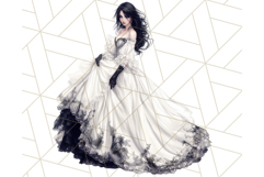 Victorian Gothic Wedding Dress PNG, Dark Bridal Clipart Product Image 3