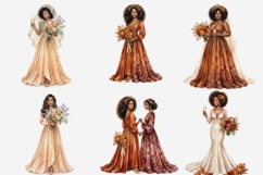 Black Autumn Wedding Clipart PNG Bundle | African American Product Image 11