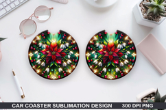 Flowers Car Coaster Sublimation| Christmas Coaster PNG Product Image 1