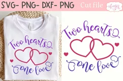 Valentine's day SVG design | Two hearts one love SVG DXF Product Image 1