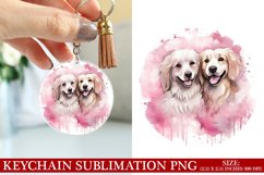 Dog Valentine&#039;s Day Keychain Sublimation PNG Design Product Image 1