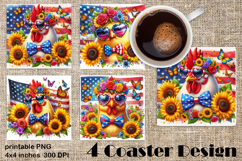 4 of July Patriotic girl, American Flag square coasters Product Image 1
