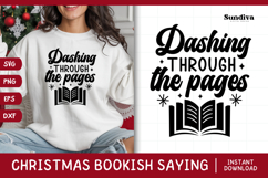 Christmas Bookish Quote SVG | Dashing Through the Pages Product Image 1