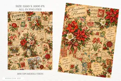 Flowers in Christmas Junk Journal Pages Product Image 3