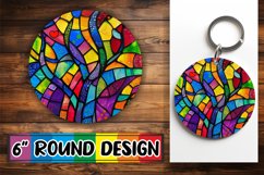 PNG Stained Glass Tree Round Design Sublimation Product Image 1