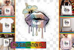 Bright TOTE BAG Designs PNG, Dripping Lips Product Image 1