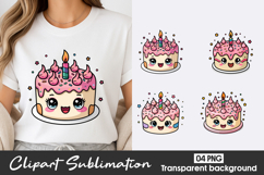Cute Birthday Cake Clipart PNG Product Image 1