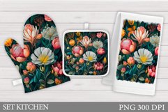 Flowers Oven Mitt Design. Flowers Square Pot Holder Product Image 1