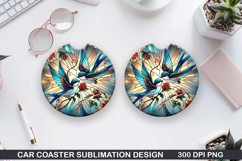 Robin Car coaster sublimation, Valentines Coaster PNG Product Image 1