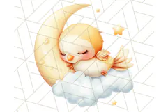 Sleeping Baby Animals PNG, Moon and Stars Nursery Clipart Product Image 3