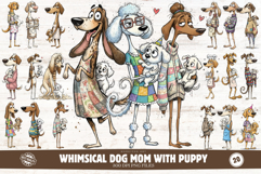 Whimsical Dog Mom With Puppy Clipart Product Image 1