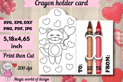 Valentine's Day Cat with heart Crayon Holder Card svg Product Image 1