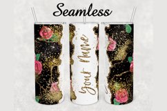 Pink Roses Glitter Marble 20 oz sublimation design tumbler Product Image 1