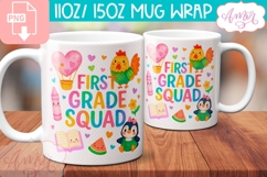 First grade squad mug Wrap PNG, cute teacher mug template Product Image 1
