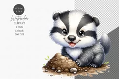 Woodland clipart, Badger clipart, Cute animals Product Image 1
