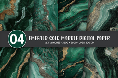 Emerald Gold Marble Digital Paper Product Image 1