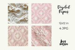 Coquette Lace Valentine Digital Paper Kit Rococo Patterns Product Image 2