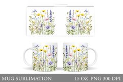 Flowers Mug Wrap Design. Wildflowers Mug Sublimation Product Image 1
