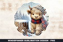 Christmas Highland Cow Wind Spinner Sublimation Design Product Image 1