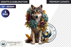Floral Wolf Fantasy clipart, Botanical Wildlife Graphics PNG Product Image 1
