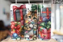 Christmas Cat Tumbler Wrap - Christmas Tumbler PNG Design Product Image 1