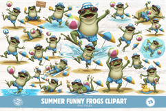 Summer Funny Frogs Clipart Product Image 1