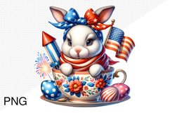 4th Of July Bunny Sublimation Clipart PNG Design Product Image 1