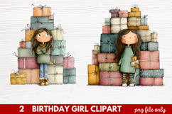 Birthday Girl Clipart | Cute Celebration PNG Illustration Se Product Image 1