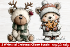 2 Whimsical Christmas Clipart | Cute Festive Holiday PNG Product Image 1