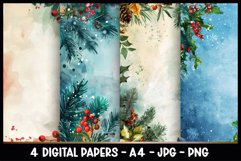 4 Vintage Christmas Floral Digital Papers I Junk Journal Product Image 1