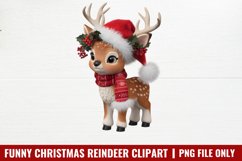 Funny Christmas Reindeer Clipart PNG Product Image 1